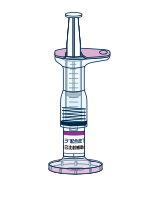アジャスター取りつけ後、「自己注射補助具の取りつけ方」の手順に従って、自己注射補助具を注射筒に取りつけ、以降の手順に沿って注射を行ってください。